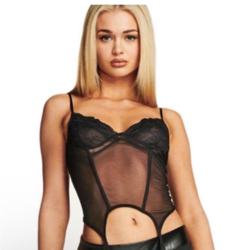 I AM GIA Black Sheer Lace CORSET top size medium